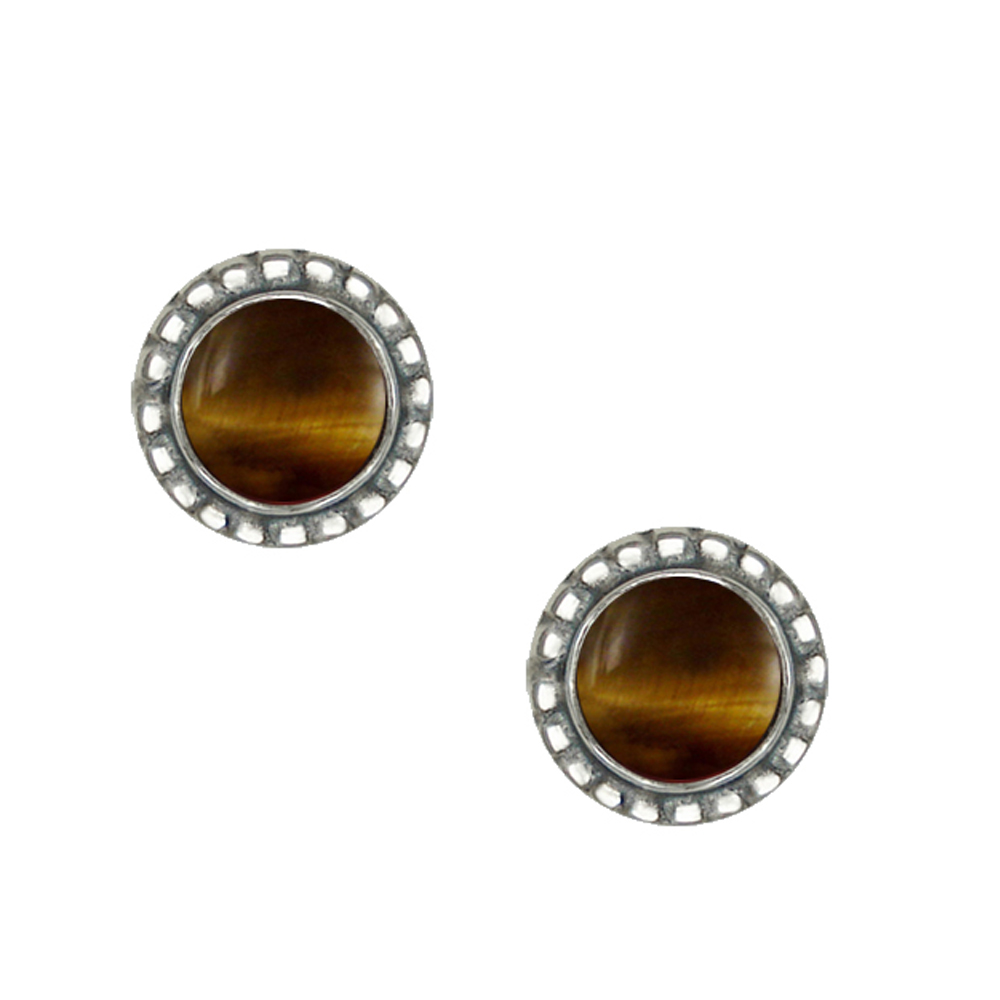 Sterling Silver Small Tiger Eye Post Stud Earrings